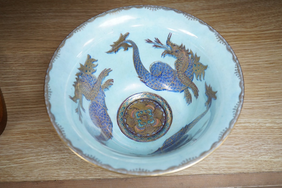 A Wedgwood lustre dragon bowl, numbered 4829 to the base, 22cm in diameter. Condition - good